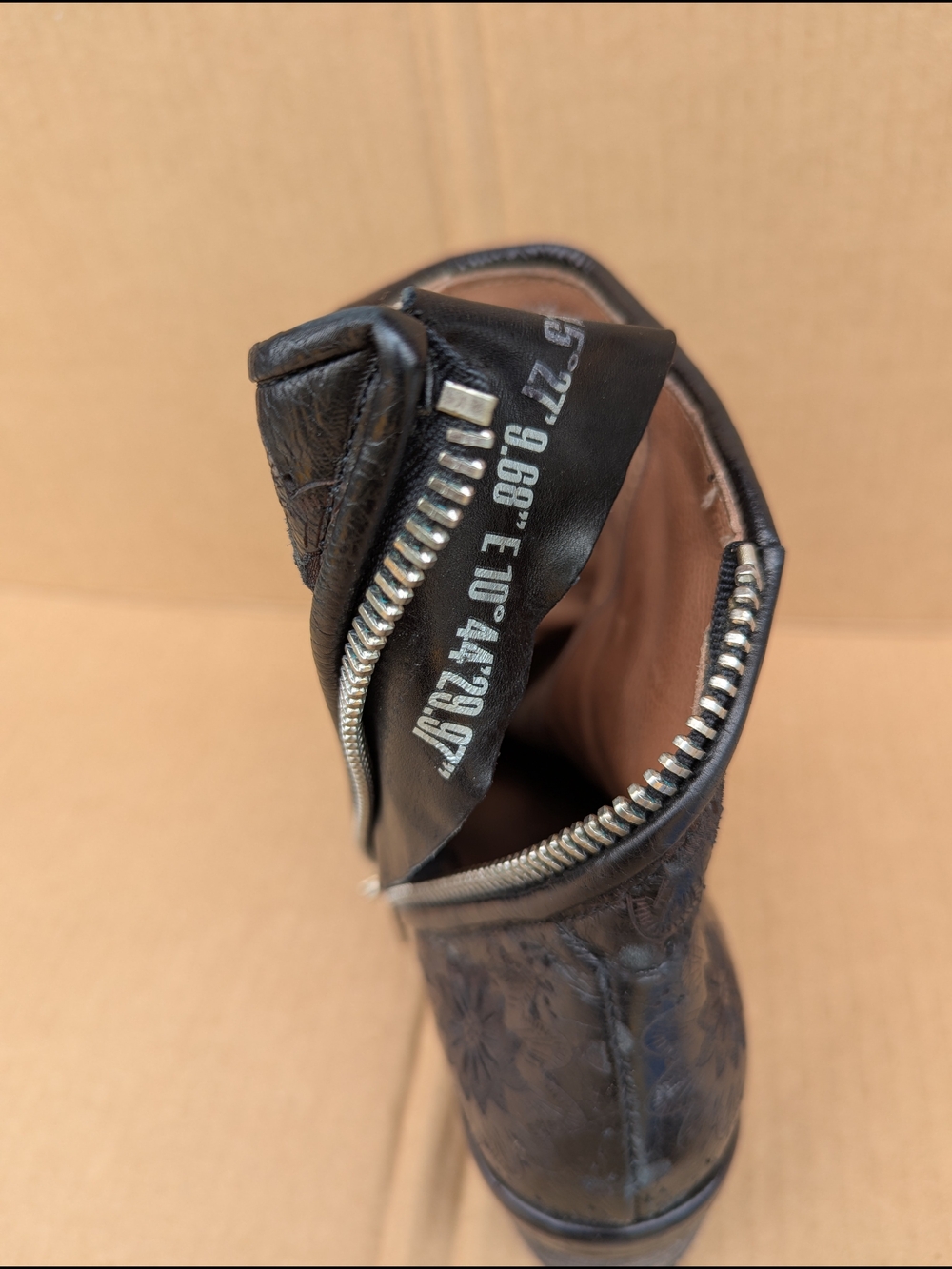 A.S.98 Floral Embossed Leather Ankle Boots Boho Grunge Stacked Block Heel 38 - Picture 9 of 11